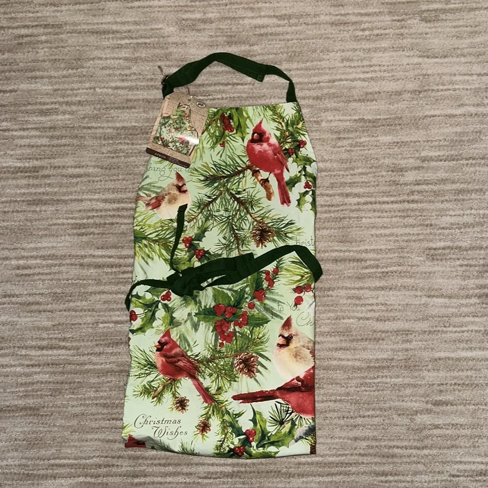 NWT Michel Design Works APR293 Adjustable Cotton Chef Apron, Christmas Print